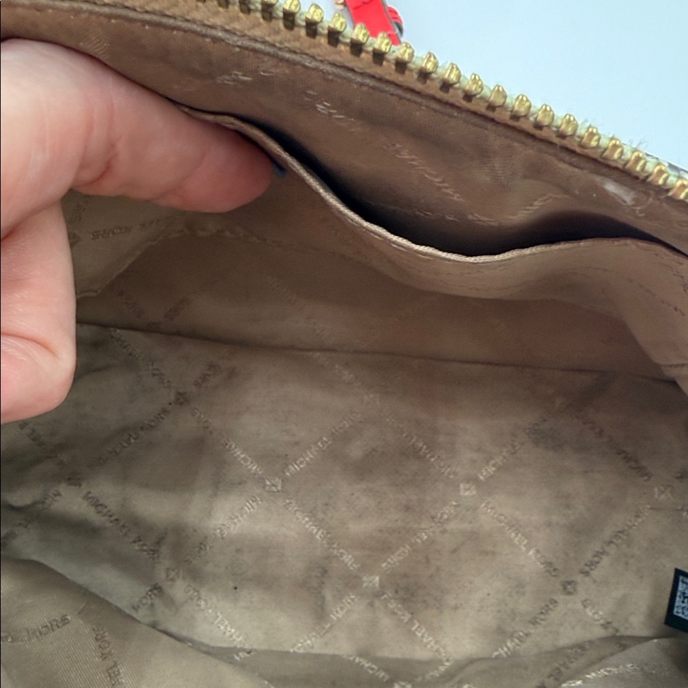 Michael Kors Brown Monogram Crossbody with Red and Pink Stripes - Picture 7 of 9